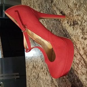 Promise Red Suede Mary Jane Stilettos